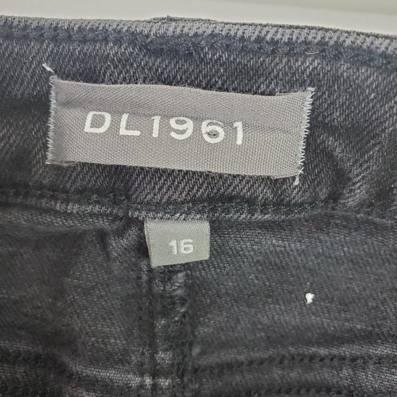 DL1961 Black Frayed Jeweled Denim Mini Skirt - Picture 6 of 8